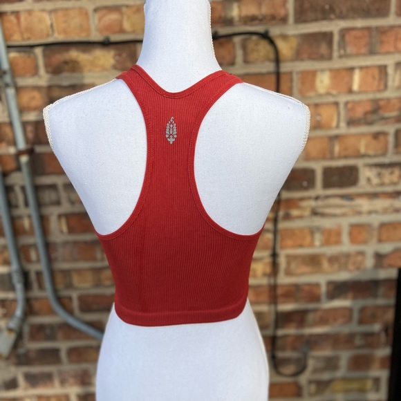 Red Ribbed Crop Top - Picture 2 of 2